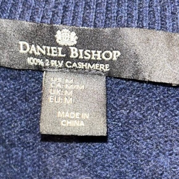 CASHMERE Argyle two ply gray blue quarter zip mens sweater M - Picture 2 of 5